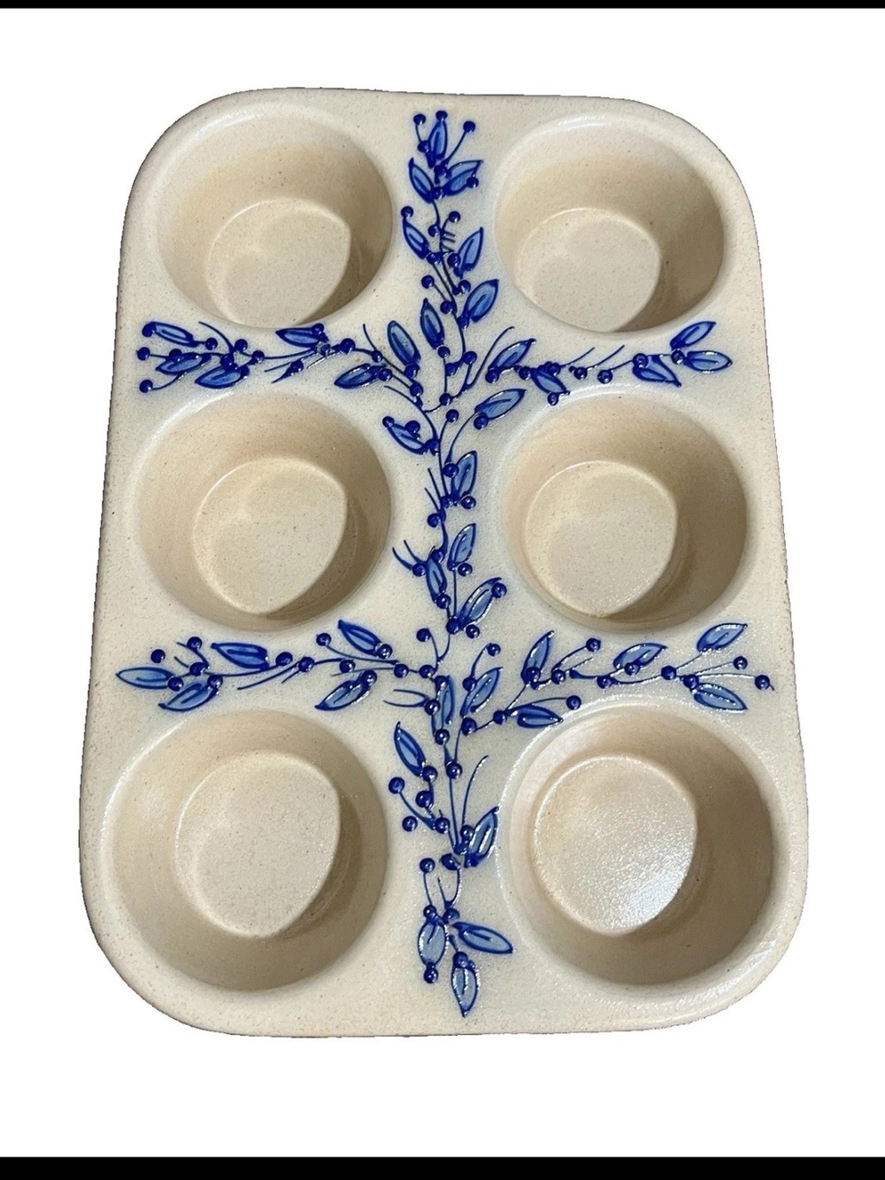 Vintage Salmon Falls Stoneware Muffin Pan HTF Blueberry Vine 2004 EUC